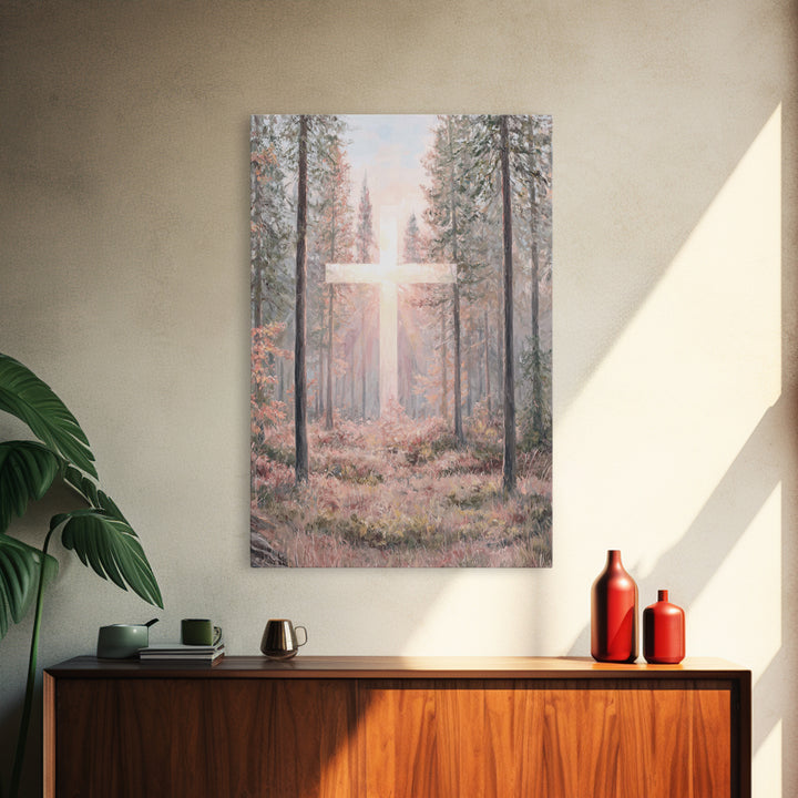 Glory In The Pines – Framed Canvas Print – Christian Art Canvas – Christian Wall Art – Christian Painting – Modern Christian Art – Christia