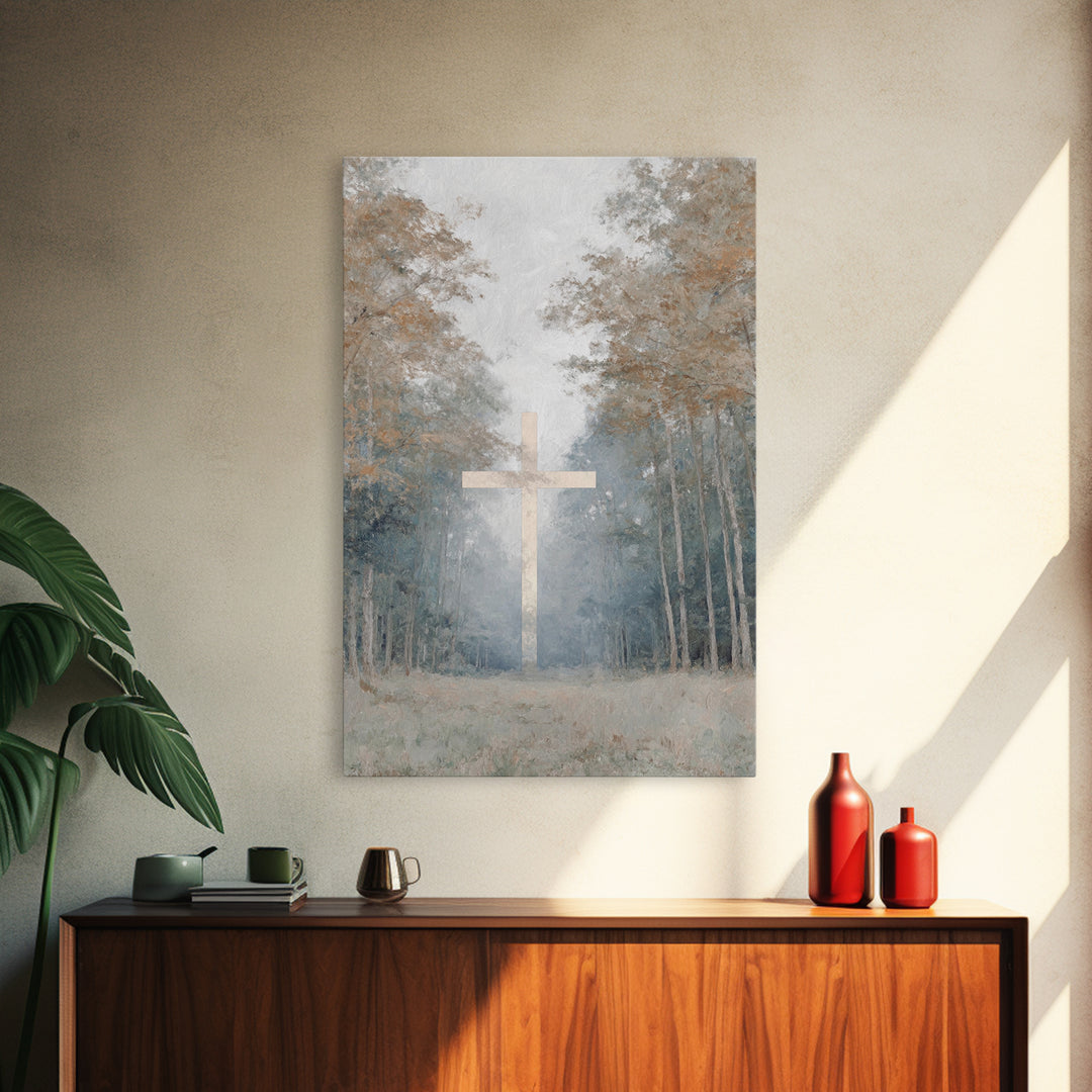 Stillness Of The Cross – Framed Canvas Print – Christian Painting – Christian Art Canvas – Christian Wall Art – Subtle Christian Art – Chri