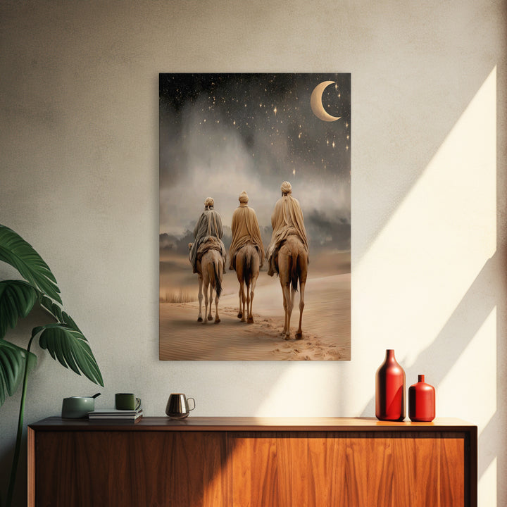 Nightfall Pilgrimage – Framed Canvas Print – Christian Art – Christian Wall Art – Christmas Art Prints – Christian Christmas Art – Christia