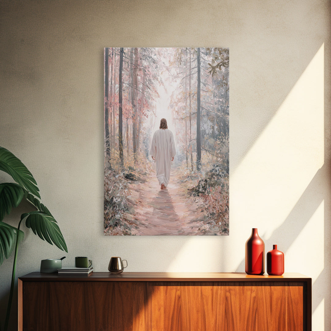 Hallowed Path – Framed Canvas Print – Jesus Painting – Christian Wall Art – Christian Art Canvas – Subtle Christian Art – Moody Christian A