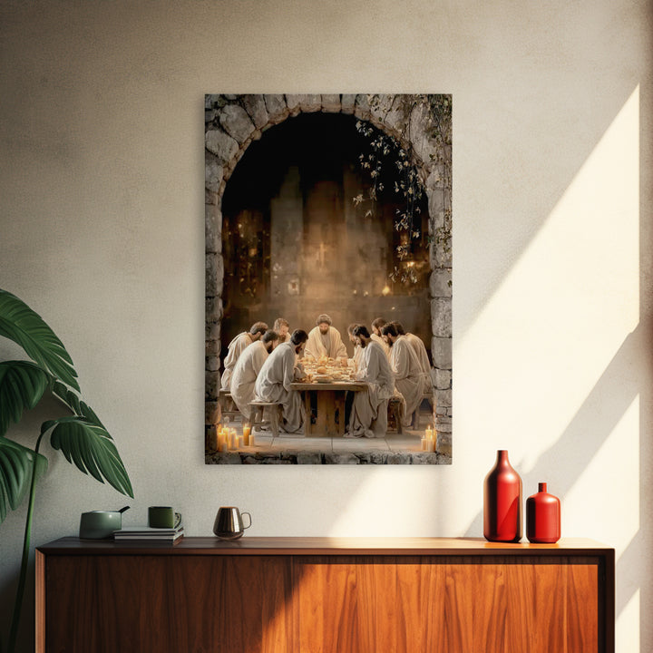 Sacred Table – Framed Canvas Print – Christian Art Canvas – Christian Wall Art – Jesus Painting – Christian Christmas Art – Vintage Christi
