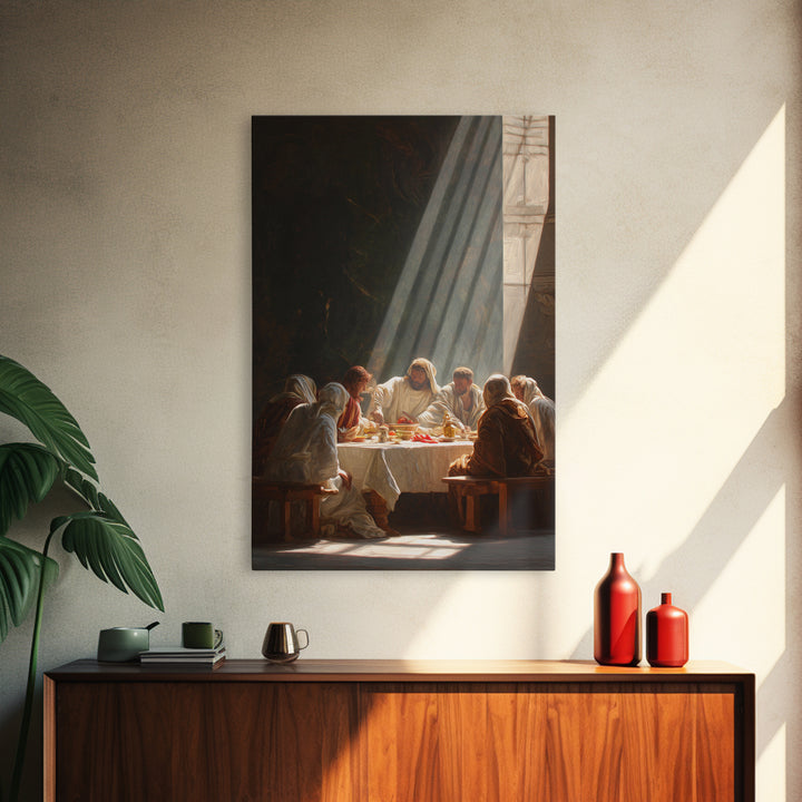 Light Of Communion – Framed Canvas Print – Christian Wall Art – Jesus Painting – Christian Art Canvas – Vintage Christian Art – Large Chris