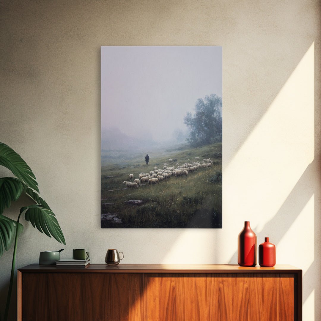 Hillside Light – Framed Canvas Print – Christian Wall Art – Jesus Painting – Modern Christian Art – Christian Decor – Christmas Art Prints
