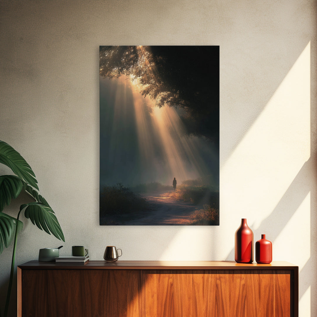 Dawn Journey – Framed Canvas Print – Christian Wall Art – Jesus Painting – Christian Art Canvas – Moody Christian Art – Christian Decor