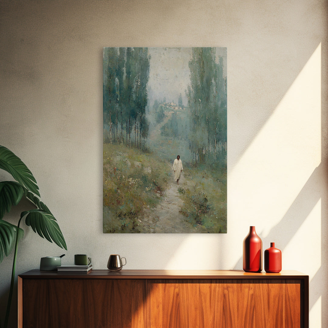 Forest Light – Framed Canvas Print – Christian Wall Art – Christian Art Canvas – Modern Christian Art – Jesus Painting – Christmas Art