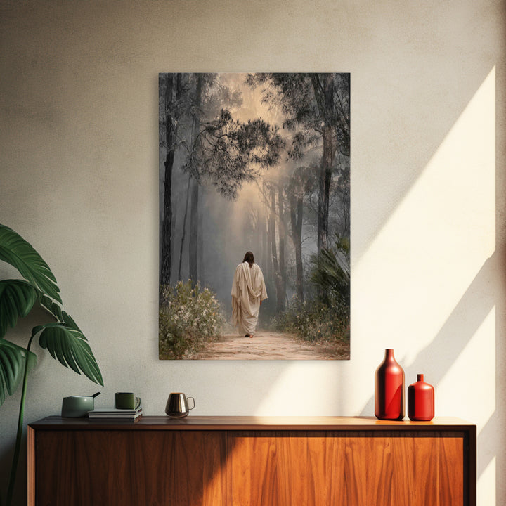 Golden Path – Framed Canvas Print – Christian Art Print – Christian Wall Art – Subtle Christian Art – Jesus Painting – Christmas Decor