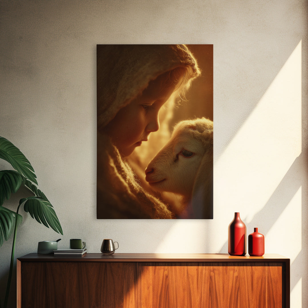 Warm Compassion – Framed Canvas Print – Christian Wall Art – Christian Art Canvas – Christian Art Print – Christmas Art – Christian Gift