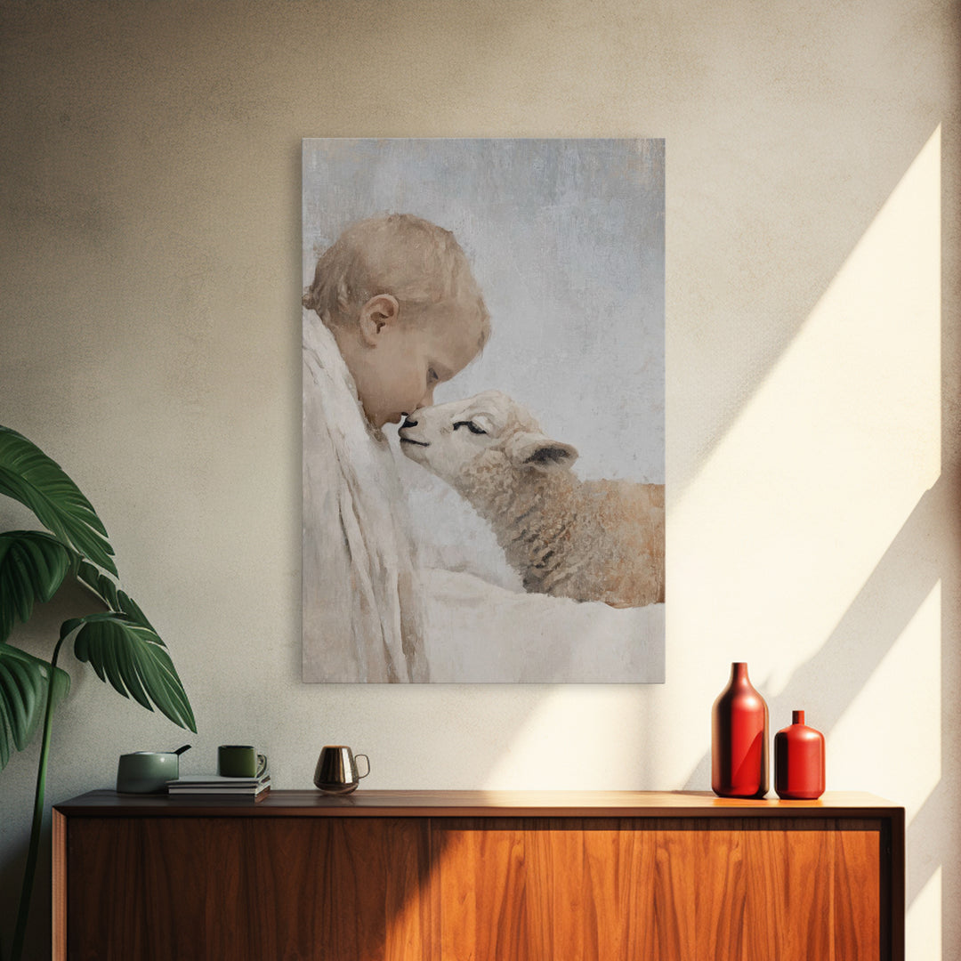 Child Of Peace, Framed Canvas Print, Christian Art Prints, Jesus Painting, Christian Wall Art, Christmas Art, Christian Gift