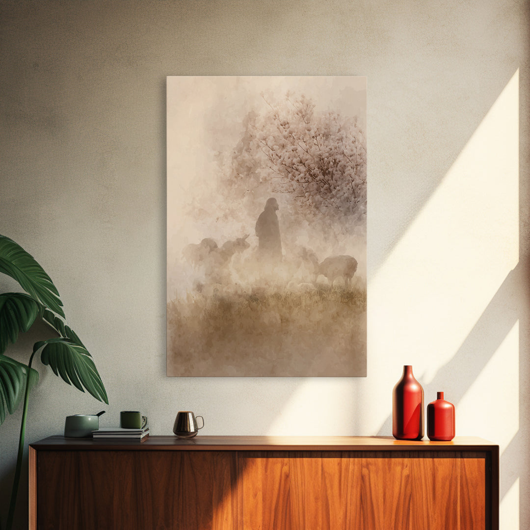 Light Of The Meadow – Framed Canvas Print – Christian Wall Art – Christian Art Canvas – Christian Gift Ideas – Jesus Painting – Christian A