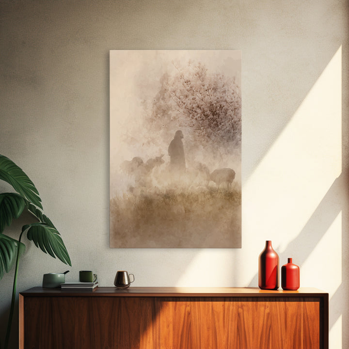 Light Of The Meadow – Framed Canvas Print – Christian Wall Art – Christian Art Canvas – Christian Gift Ideas – Jesus Painting – Christian A