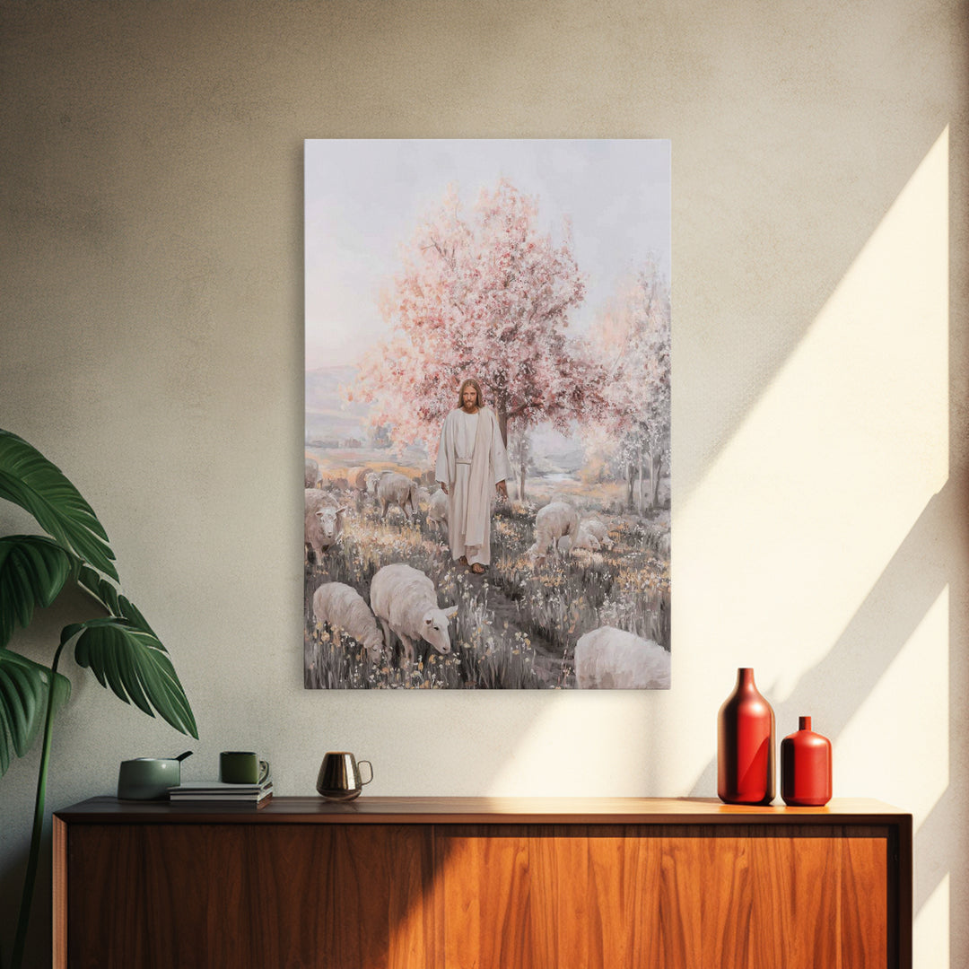 Blossoms Of Salvation, Framed Canvas Print, Christian Art Canvas, Christian Wall Art, Jesus Painting, Christian Gift Ideas, Subtle Christia