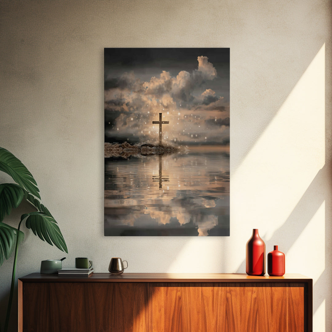 Dawn Of The Cross – Framed Canvas Print – Christian Art Canvas – Minimalist Christian Art – Christian Wall Art – Christian Decor – Subtle C