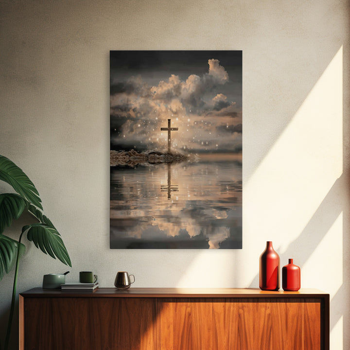 Dawn Of The Cross – Framed Canvas Print – Christian Art Canvas – Minimalist Christian Art – Christian Wall Art – Christian Decor – Subtle C