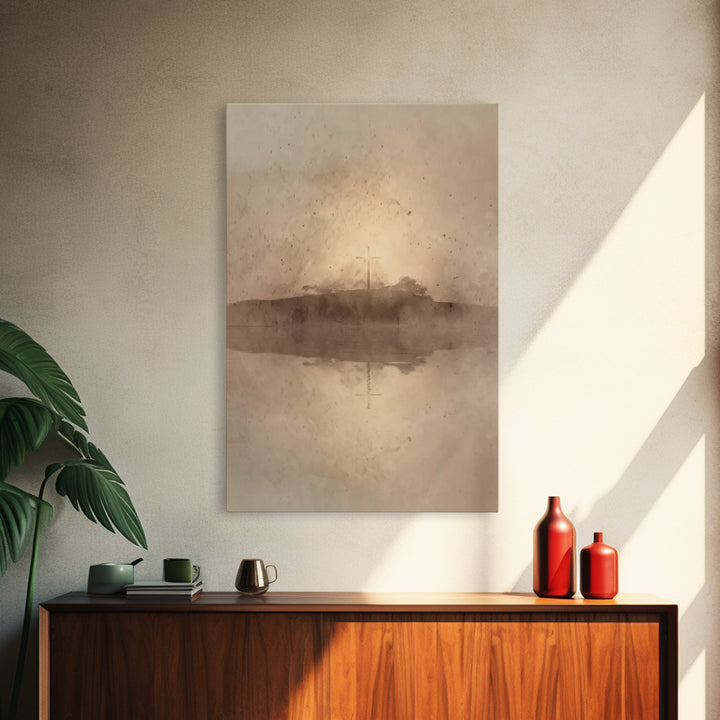Eternal Crosslight – Framed Canvas Print – Christian Wall Art – Christian Art Canvas – Moody Christian Art – Vintage Christian Art – Christ
