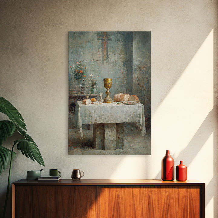 Table Of Grace | Framed Canvas Print | Christian Art Canvas | Christian Wall Art | Vintage Christian Art | Christian Art Gift