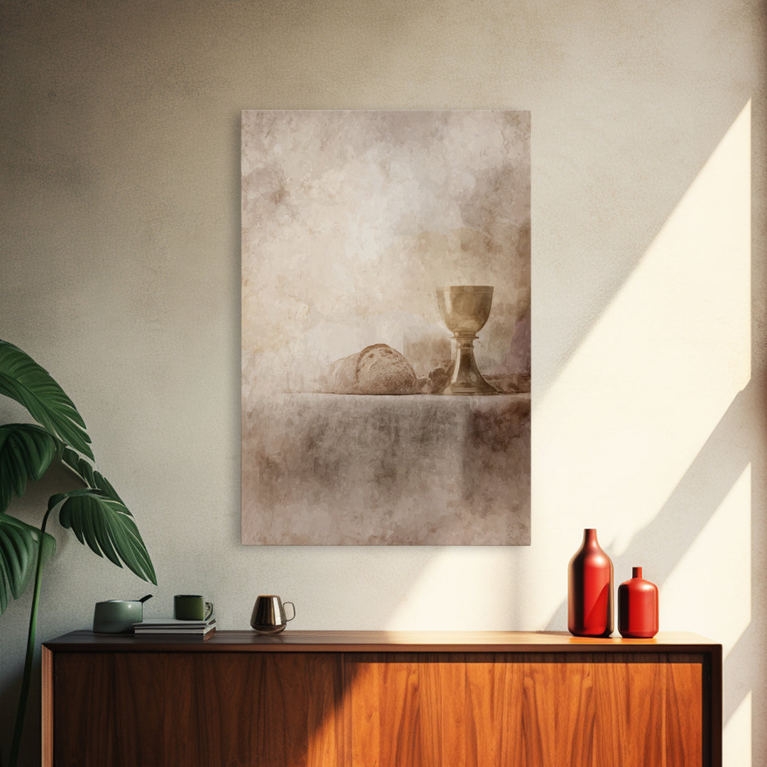 Quiet Communion Table | Framed Canvas Print | Christian Art Work | Christian Wall Art | Subtle Christian Art | Christian Decor