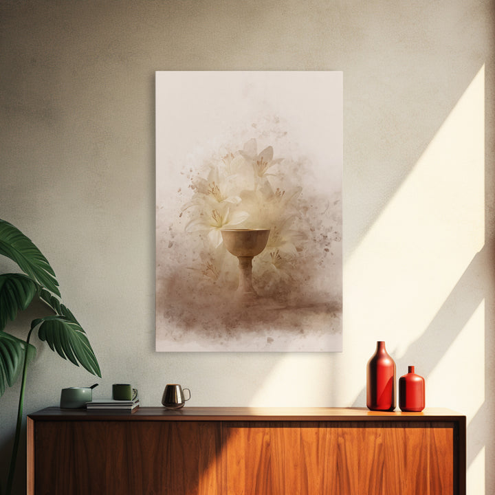 Lily Cup Blessing – Framed Canvas Print – Christian Wall Art – Christian Art Canvas – Unique Christian Art – Christian Decoration