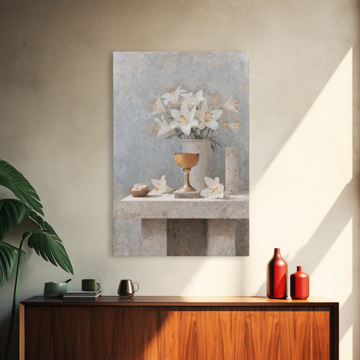 Lily Altar Grace | Framed Canvas Print | Christian Wall Art | Christian Art Painting | Christian Art Canvas | Christian Gift