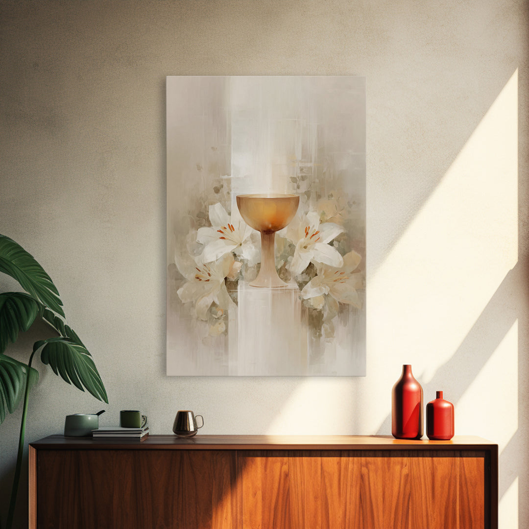 Radiant Chalice Bloom, Framed Canvas Print, Christian Wall Art, Christian Art Canvas, Modern Christian Painting, Christian Gift Ideas