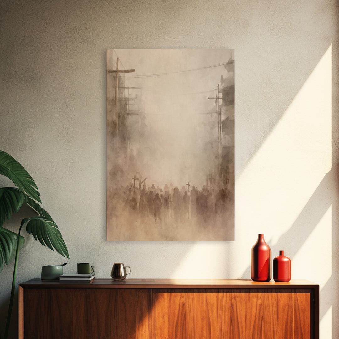 Dust Of Calvary – Framed Canvas Print – Christian Painting – Christian Wall Art – Abstract Christian Art – Moody Christian Art – Large Chri