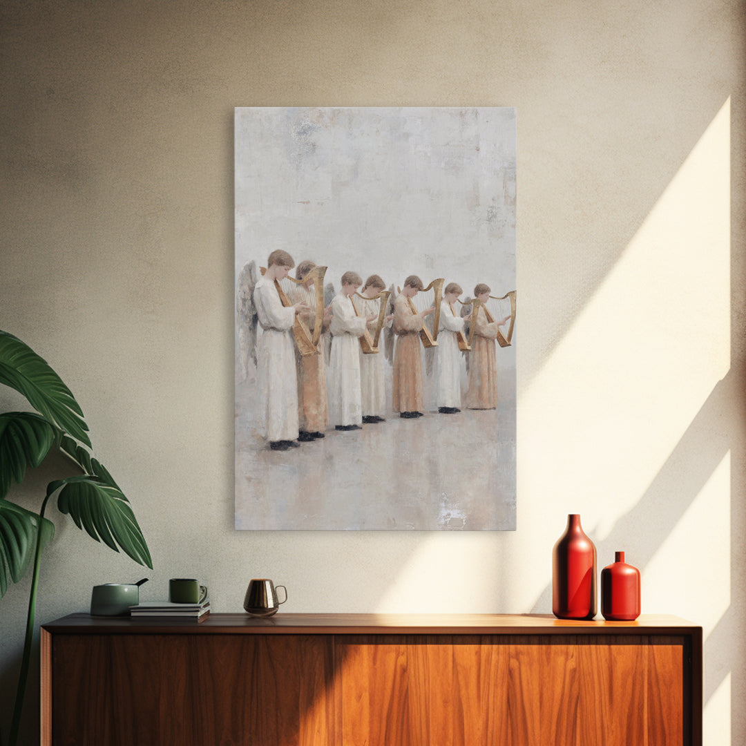 Seraphim In White – Framed Canvas Print – Christian Wall Art – Angel Art – Christian Art Print – Christian Painting – Subtle Christian Art