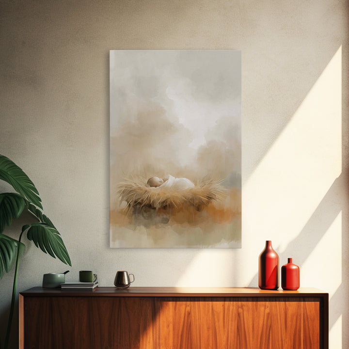 Humble Beginnings – Framed Canvas Print – Christian Christmas Art – Christian Art Canvas – Christian Wall Art – Christian Gift – Christian