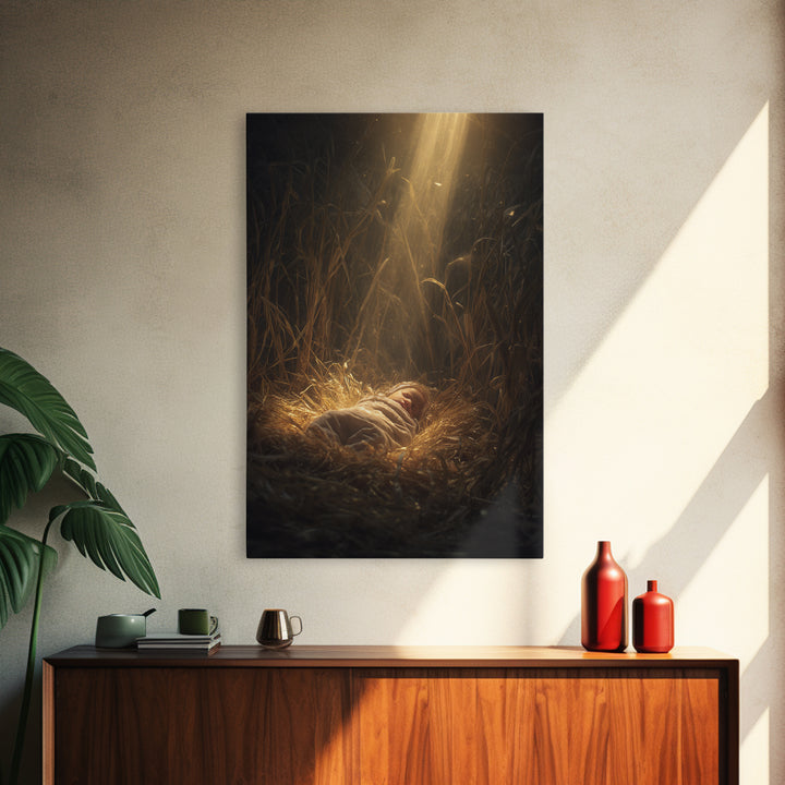 Divine Arrival, Framed Canvas Print, Christian Art Canvas, Christian Christmas Art, Christian Wall Art, Christian Gift, Christian Decor