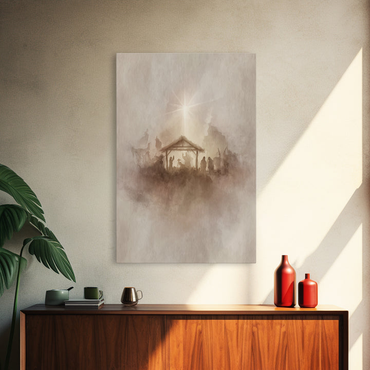 Guiding Star – Framed Canvas Print – Christian Wall Art – Christian Art Canvas – Christian Christmas Art – Jesus Painting – Christmas Wall