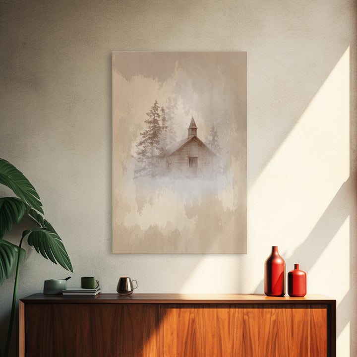 Silent Church | Framed Canvas Print | Vintage Christmas Art | Christian Wall Art | Christian Art Print | Christmas Wall Art | Christian Dec