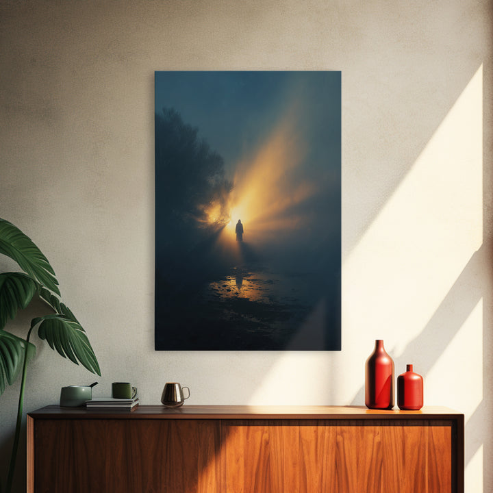 Light Of Hope | Framed Canvas Print | Jesus Painting | Christian Wall Art | Moody Christian Art | Christian Gift Ideas