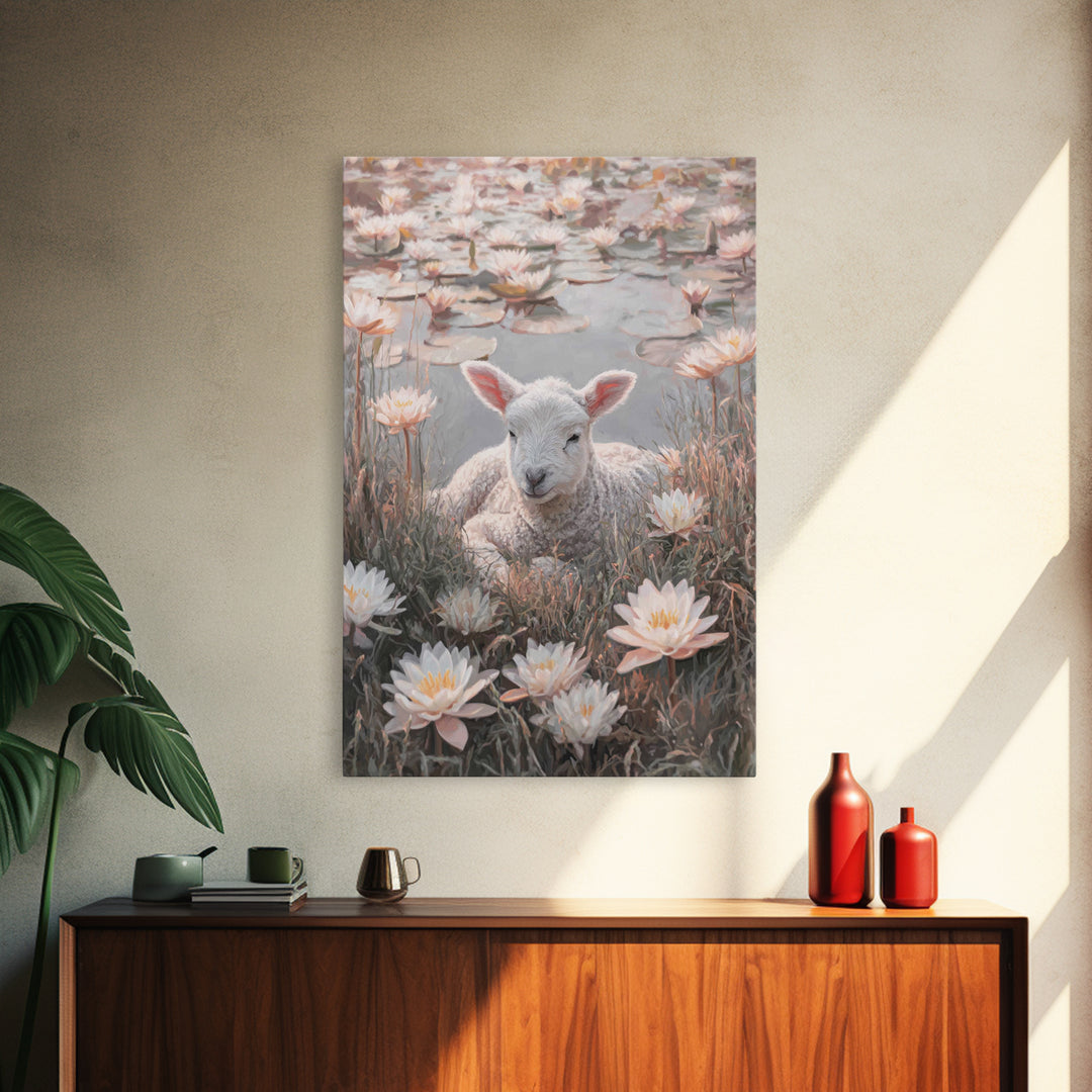 Lamb Of Peace – Framed Canvas Print – Christian Wall Art – Christian Art Canvas – Christian Gift Ideas – Minimalist Christian Art – Christi