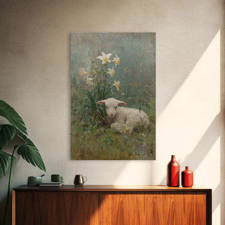 Lily Rest – Framed Canvas Print – Christian Wall Art – Christian Gift – Vintage Christian Art – Christian Art Canvas – Subtle Christian Art