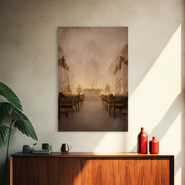 Midnight Sanctuary – Framed Canvas Print – Christian Wall Art – Christian Art Canvas – Christmas Art – Vintage Christian Art – Christian Ch