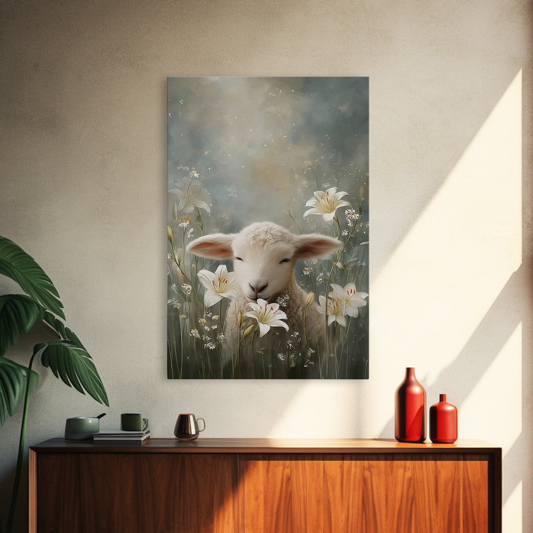 Meadow Serenity – Framed Canvas Print – Christian Wall Art – Christian Art Canvas – Christian Art Print – Christian Gift – Minimalist Chris