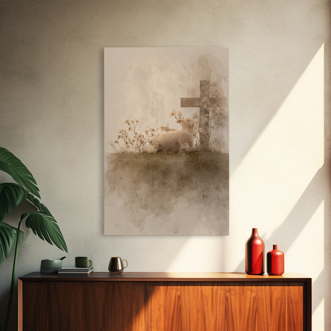 Gentle Devotion – Framed Canvas Print – Christian Wall Art – Christian Art Canvas – Minimalist Christian Art – Christian Gift – Subtle Chri