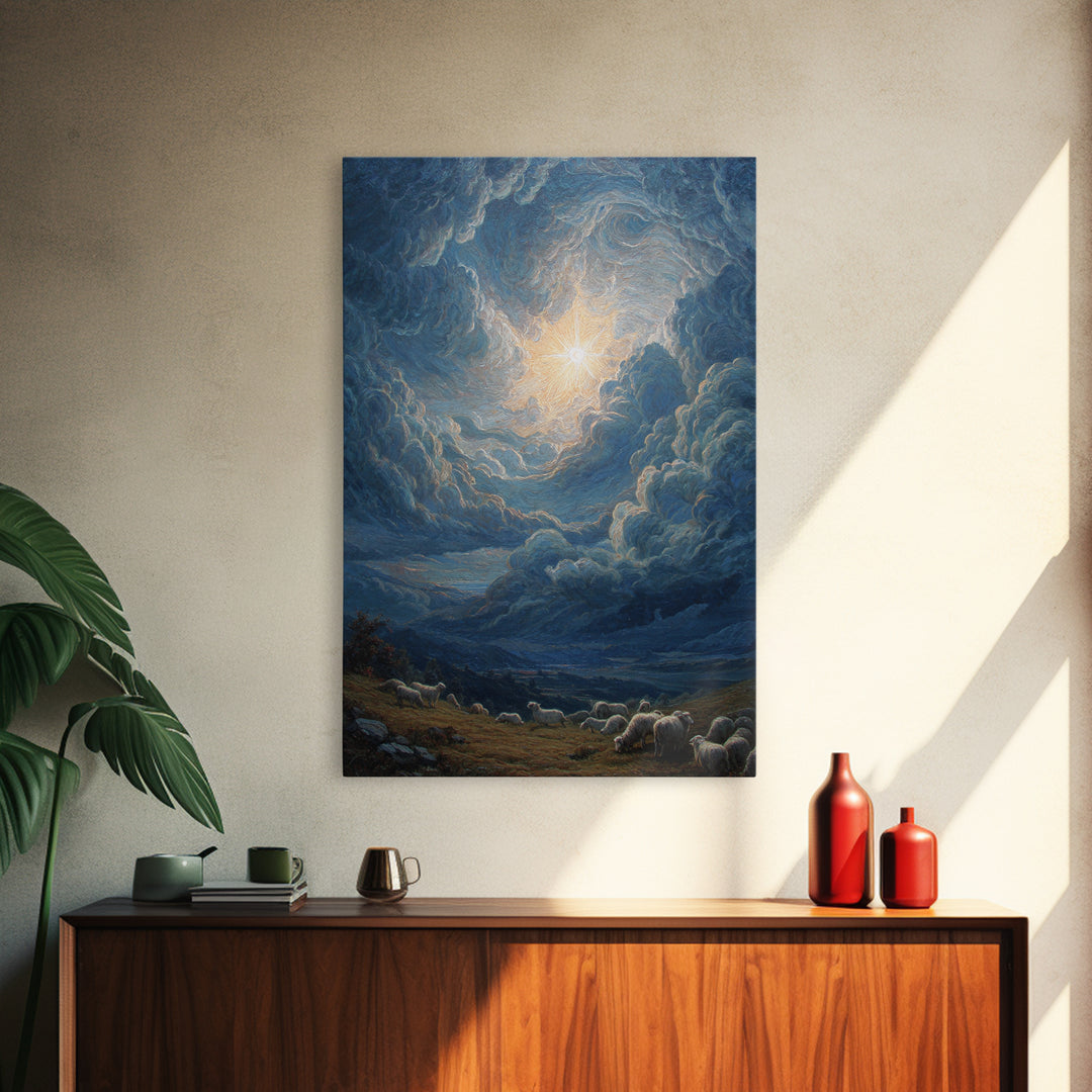 Starry Glory Sky | Framed Canvas Print | Christian Wall Art | Christmas Art | Christian Art Canvas | Christian Christmas Art
