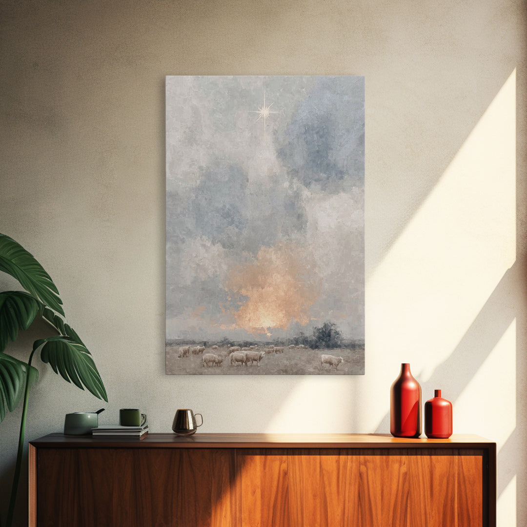 Dawn Star Wonder – Framed Canvas Print – Christmas Art – Christian Wall Art – Christian Art Canvas – Subtle Christian Art