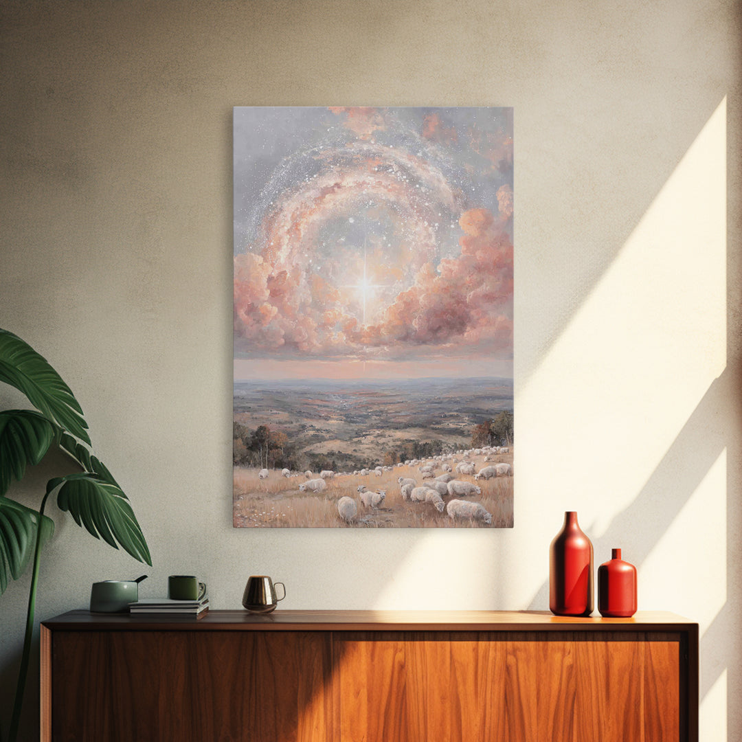 Glory In The Heights | Framed Canvas Print | Christian Wall Art | Christian Art Canvas | Christmas Art | Unique Christian Art