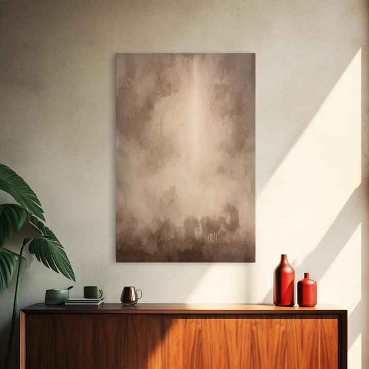 Silent Night Haze – Framed Canvas Print – Christian Art Canvas – Christian Wall Art – Moody Christian Art – Subtle Christian Art