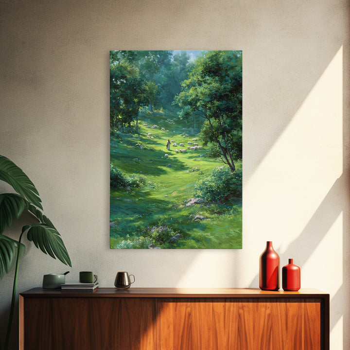 Garden Of Peace – Framed Canvas Print – Christian Art Canvas – Christian Wall Art – Jesus Painting – Spring Christian Art – Christian Decor
