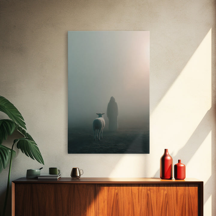 The Gentle Shepherd – Framed Canvas Print – Christian Wall Art – Jesus Painting – Christian Art Canvas – Christian Decor