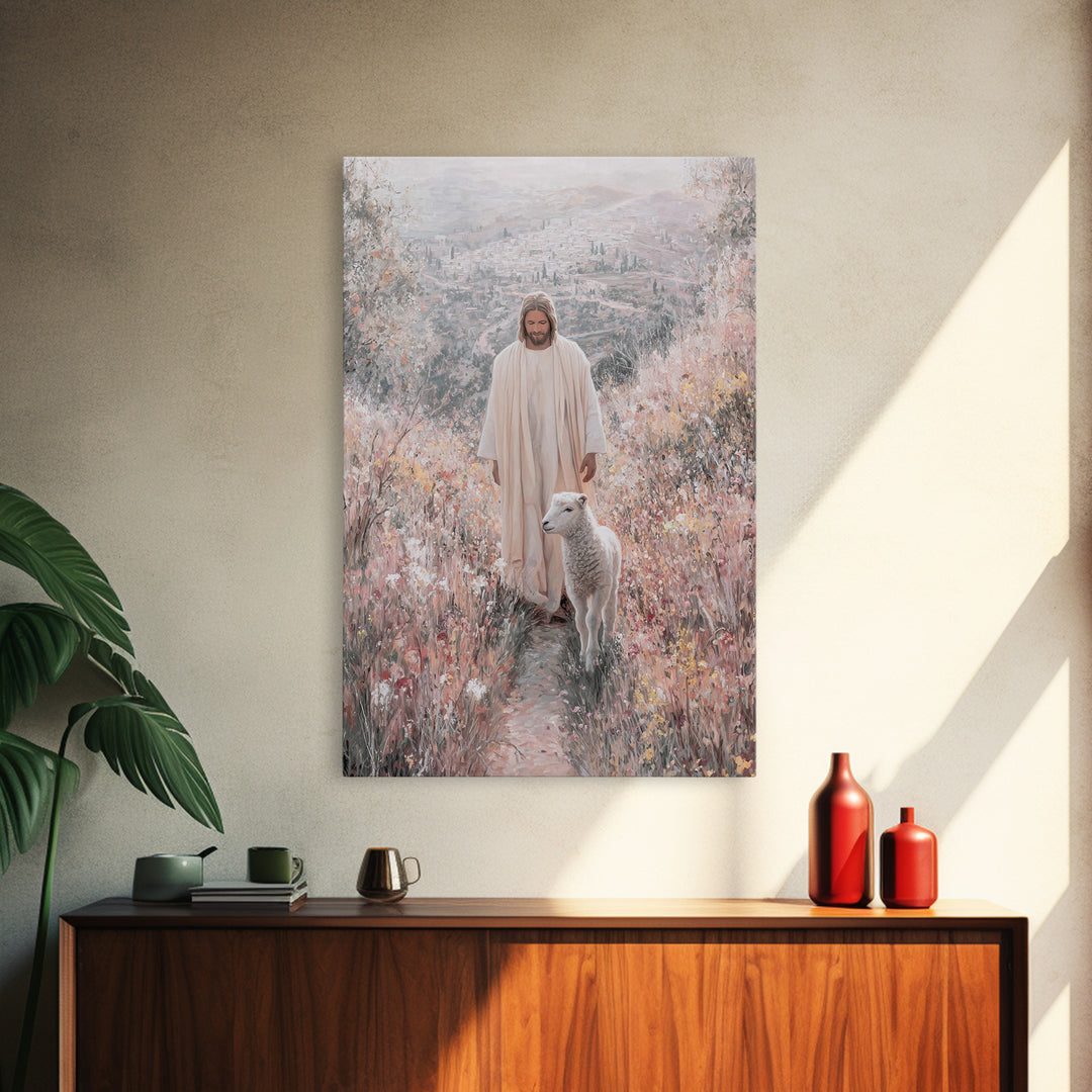 Garden of Light – Framed Canvas Print – Jesus Painting – Christian Wall Art – Christian Art Print – Christian Christmas Art