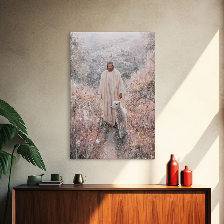 Garden of Light – Framed Canvas Print – Jesus Painting – Christian Wall Art – Christian Art Print – Christian Christmas Art