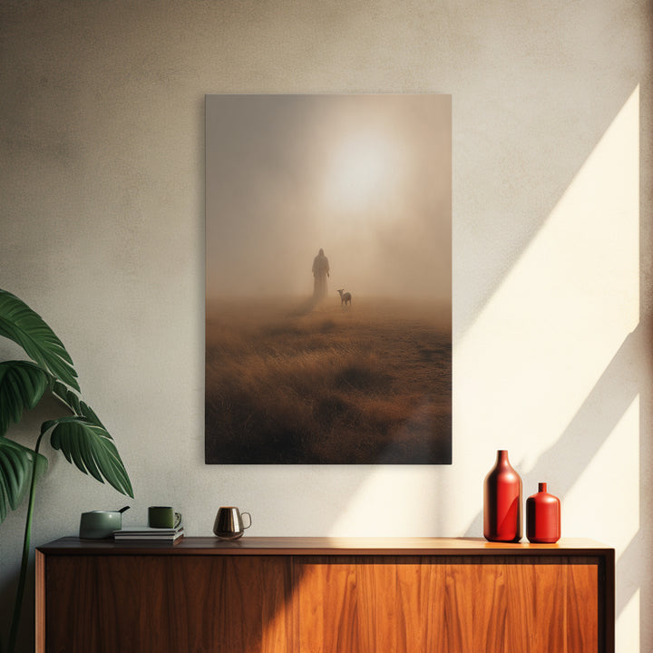 Golden Quiet Path – Framed Canvas Print – Christian Painting – Christian Art Canvas – Christian Wall Art – Subtle Christian Paintings