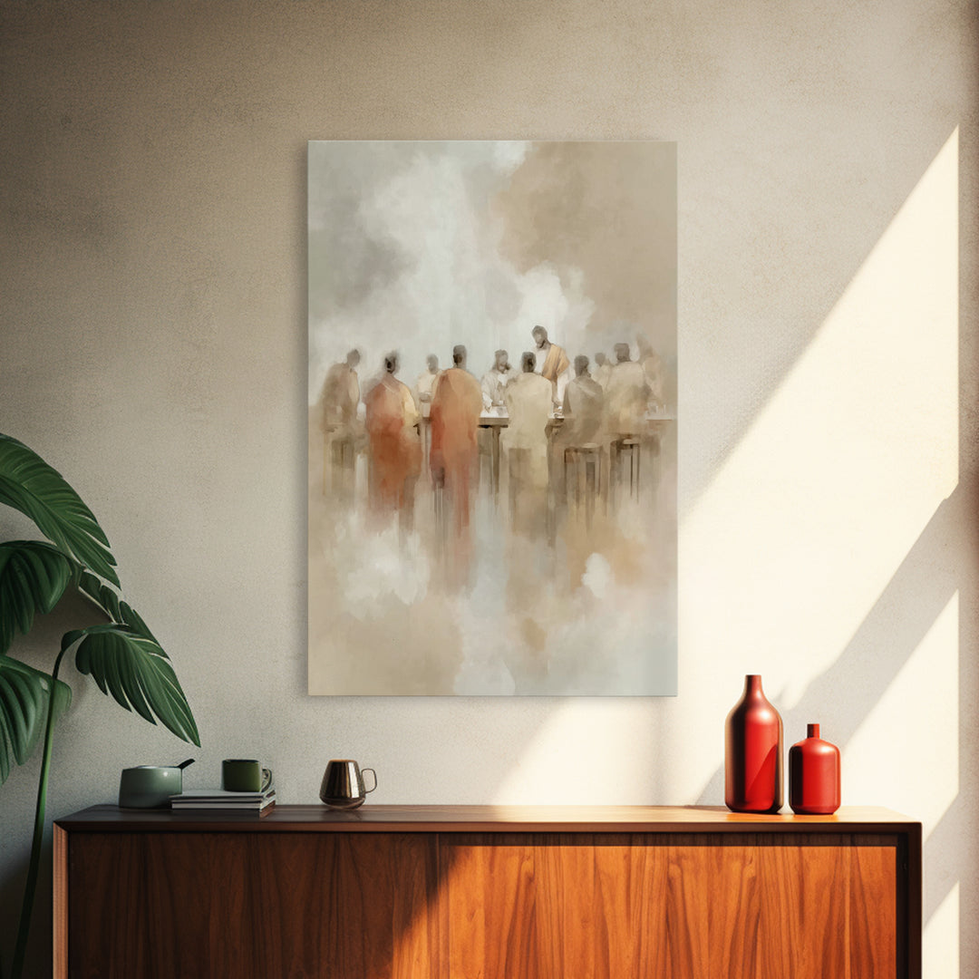 Heavenly Supper – Framed Canvas Print – Christian Wall Art – Jesus Painting – Christian Art Canvas – Christmas Art – Modern Christian Art
