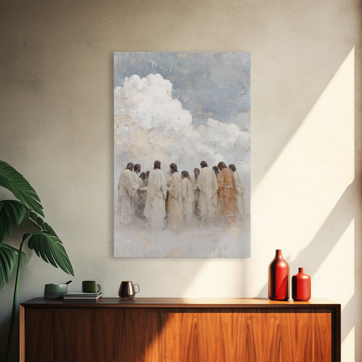 Sacred Gathering – Framed Canvas Print – Jesus Painting – Christian Art Canvas – Christian Wall Art – Modern Christian Art – Christmas Art