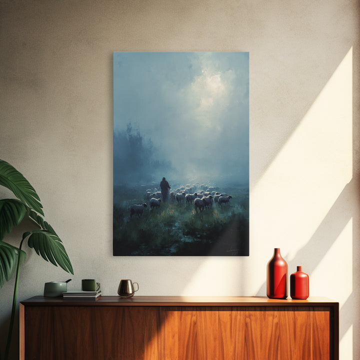 Dawn Shepherd | Framed Canvas Print | Moody Christian Art | Christian Wall Art | Christian Art Canvas | Jesus Painting | Large Christian Pa