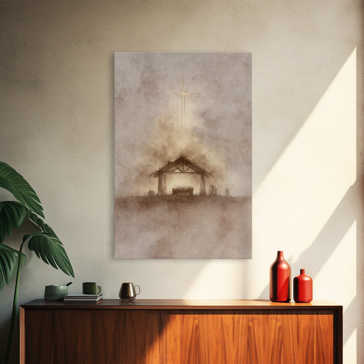 Holy Star | Framed Canvas Print | Christmas Wall Art | Christian Christmas Art | Christmas Art Prints | Christian Art Canvas | Modern Chris