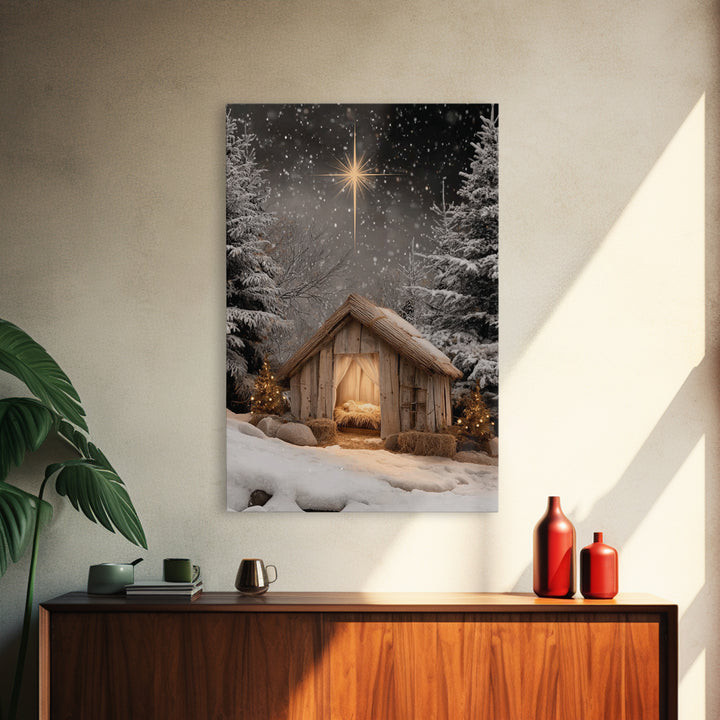 Silent Winter Nativity – Framed Canvas Print – Christian Art Canvas – Christian Christmas Art – Christian Wall Art – Christian Art – Jesus