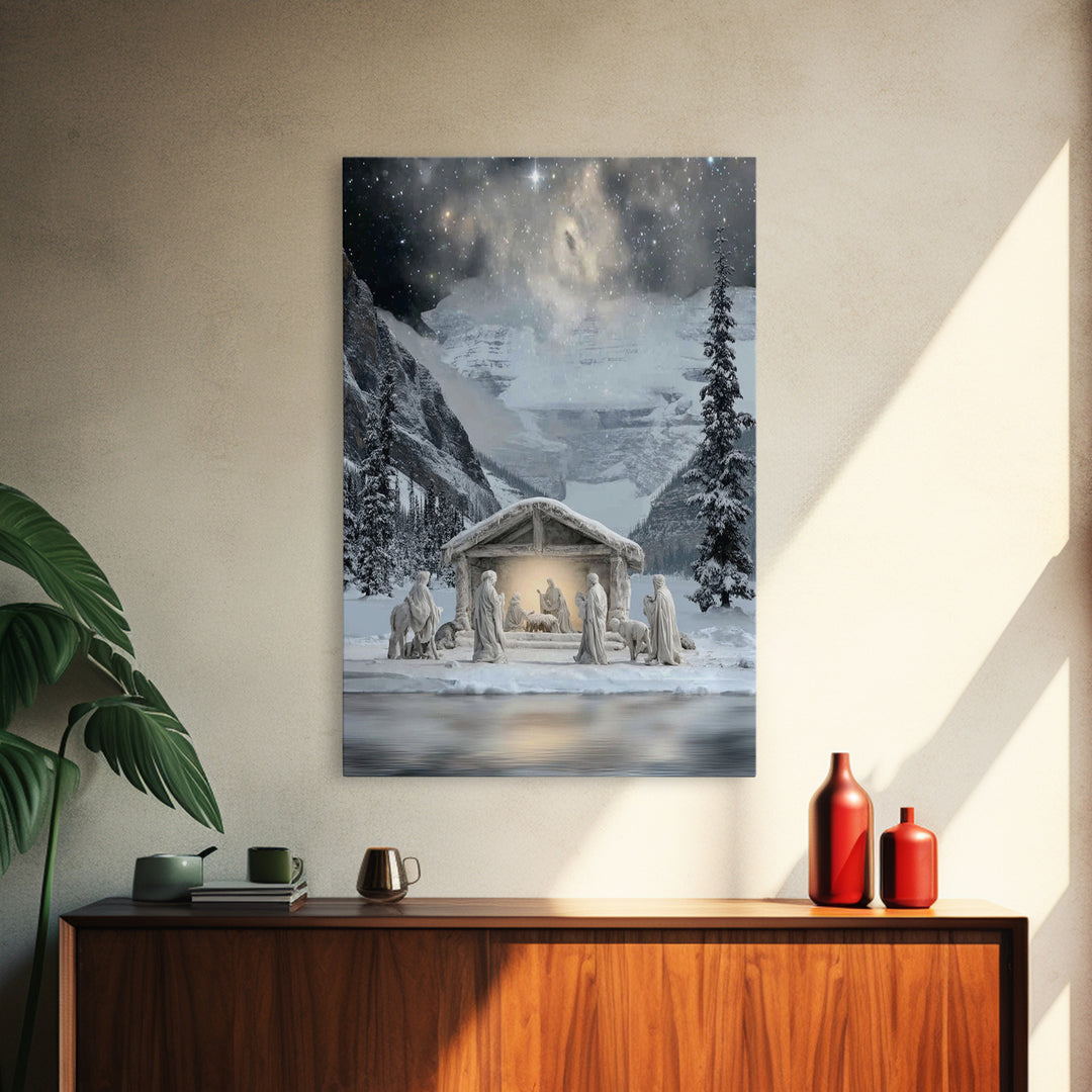 Shepherds In Stillness – Framed Canvas Print – Christian Christmas Art – Christian Art Canvas – Christian Art – Jesus Painting – Christian